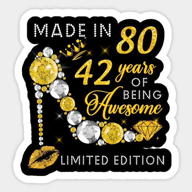 Made In 1980 Limited Edition 42 Years Of Being Awesome Jewelry Gold Sparkle Sticker by sueannharley12